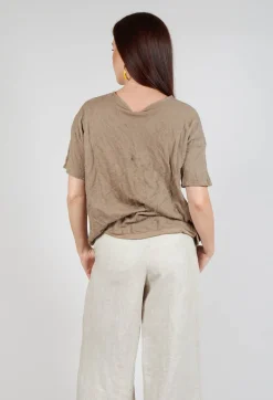 M J Watson Jumpers^Short Sleeved Jumper in Taupe