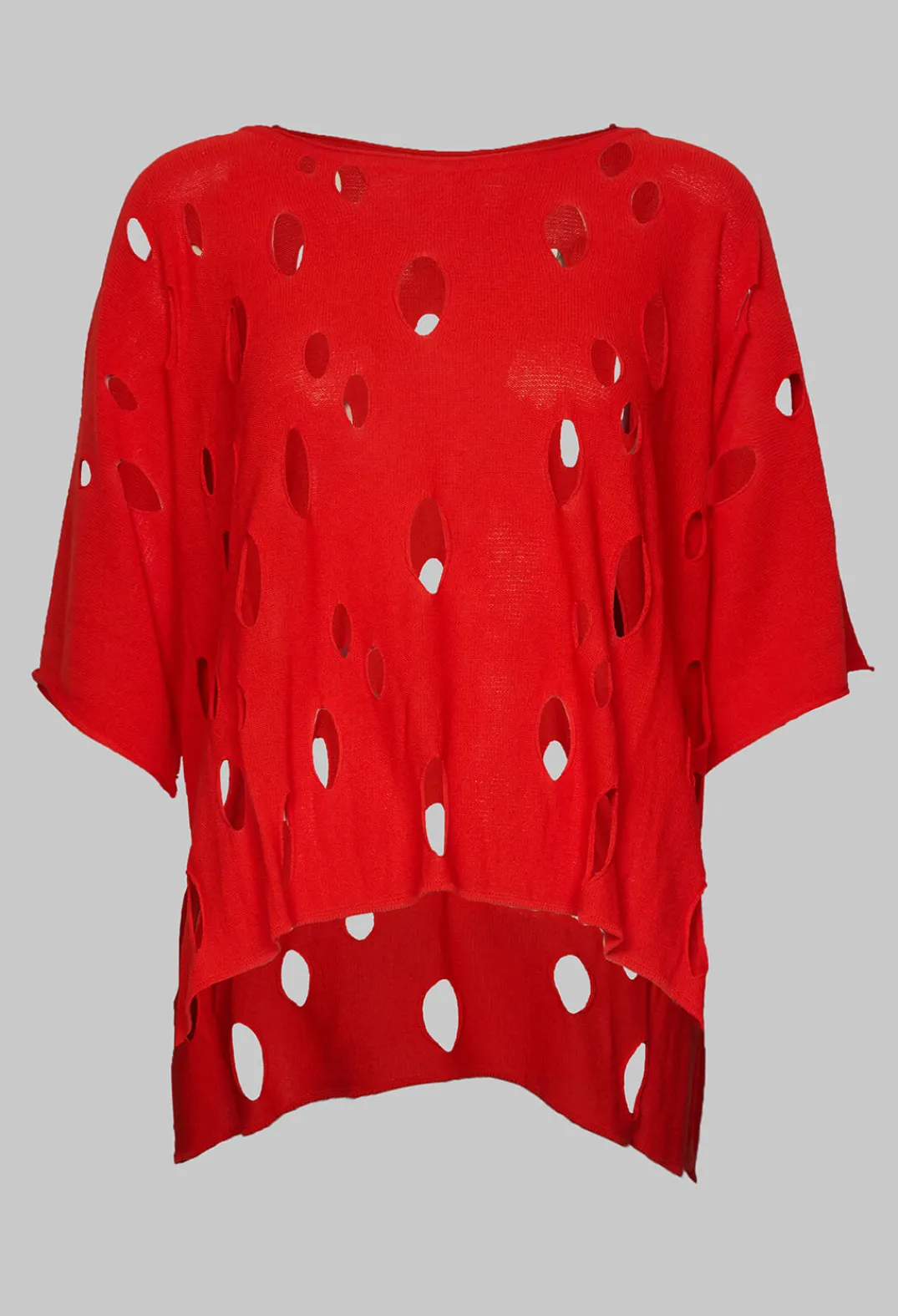 Philomena Christ Jumpers^Short Sleeved Jumper with Hole Detail in Red