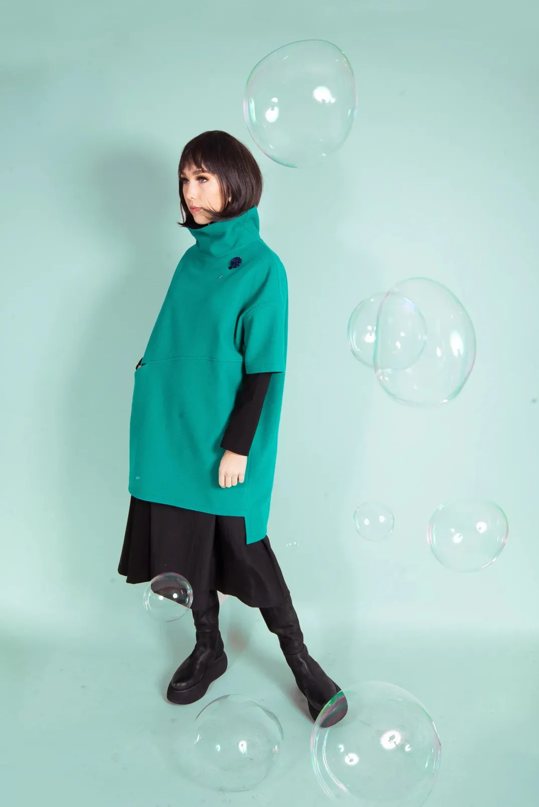 Xenia Design Jackets^Short Sleeved Loba Tunic In Turquoise Green