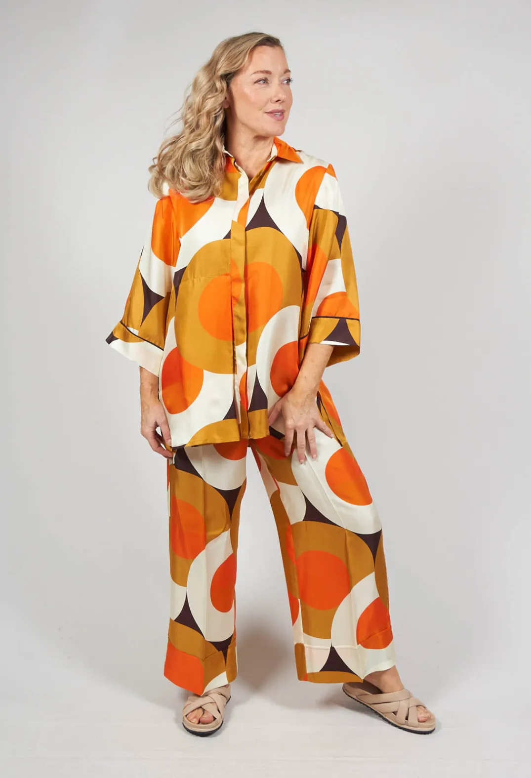 Beatrice B Shirts & Blouses^Silk Blouse in Circle Print