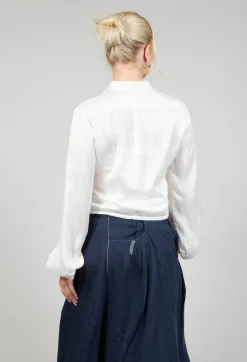 Umit Unal Shirts & Blouses^Silk Cropped Shirt in Original White