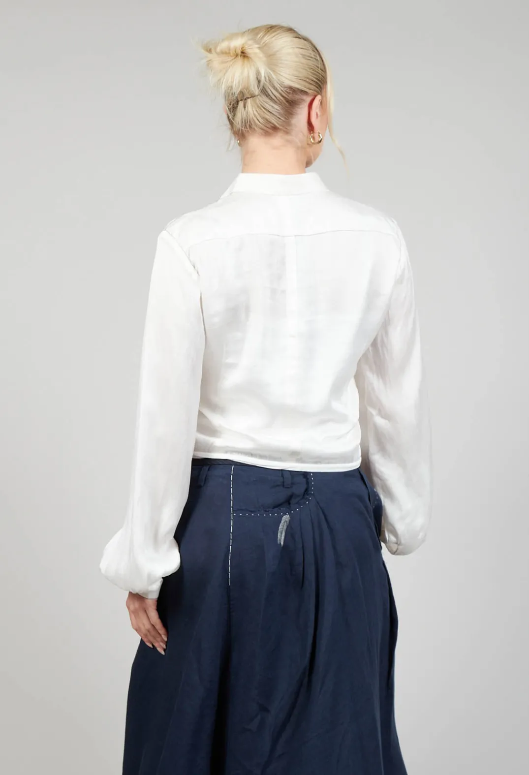 Umit Unal Shirts & Blouses^Silk Cropped Shirt in Original White