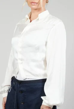 Umit Unal Shirts & Blouses^Silk Cropped Shirt in Original White