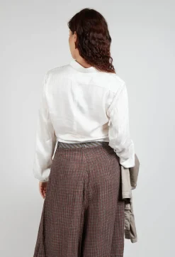 Umit Unal Shirts & Blouses^Silk Cropped Shirt in Original White