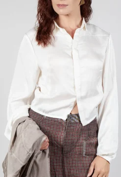 Umit Unal Shirts & Blouses^Silk Cropped Shirt in Original White