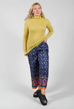 Maliparmi Co-ords & Suits^Silk Cropped Wide Leg Trousers in Blu/Rosa/Arancio