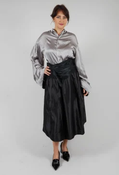 Umit Unal Shirts & Blouses^Silk Grey Short Shirt with Contrasting Back