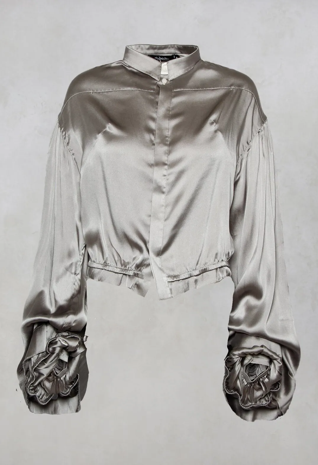 Umit Unal Shirts & Blouses^Silk Grey Short Shirt with Contrasting Back