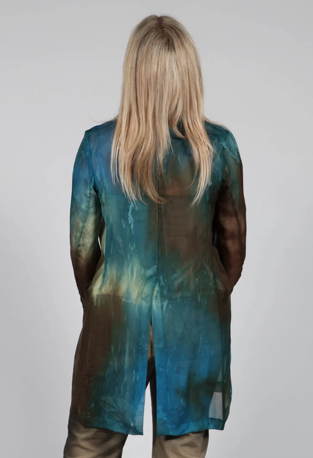 Masnada Jackets^Silk Lightweight Blazer in Petrol Print