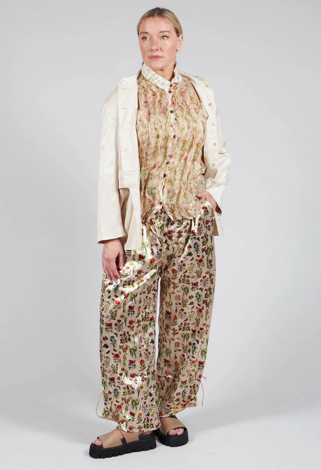 Aleksandr Manamis Tops^Silk Pleat Top in Petite Fleurs