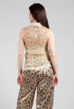 Aleksandr Manamis Tops^Silk Pleat Top in Petite Fleurs