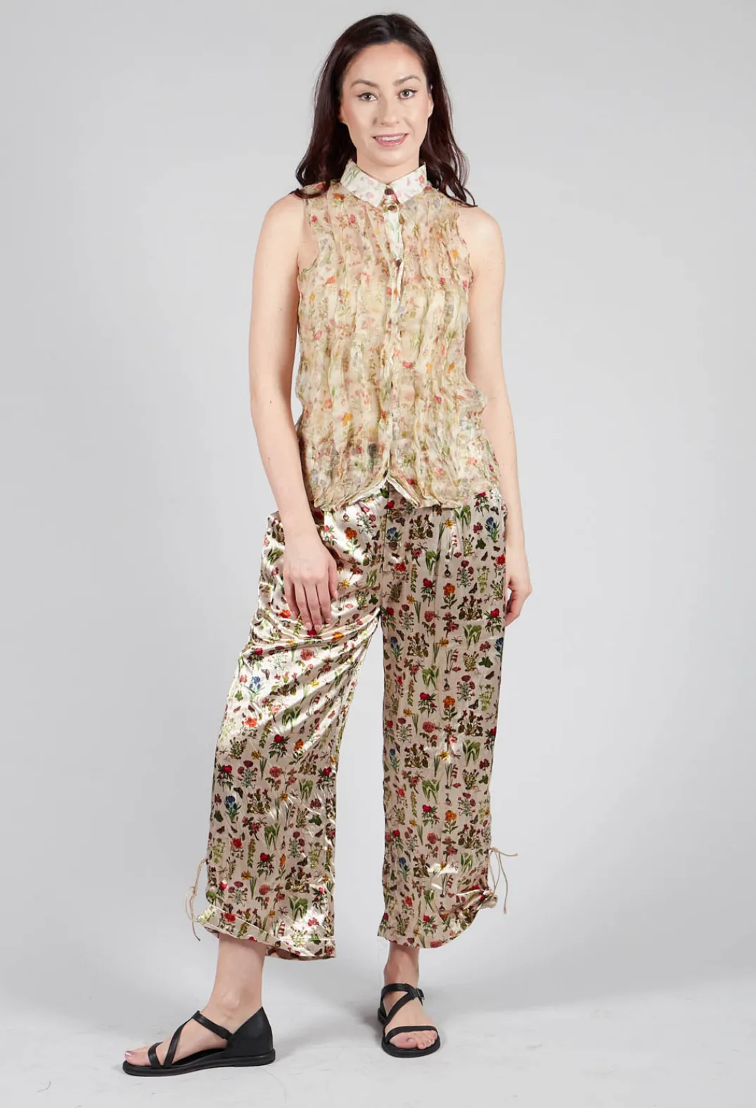 Aleksandr Manamis Tops^Silk Pleat Top in Petite Fleurs