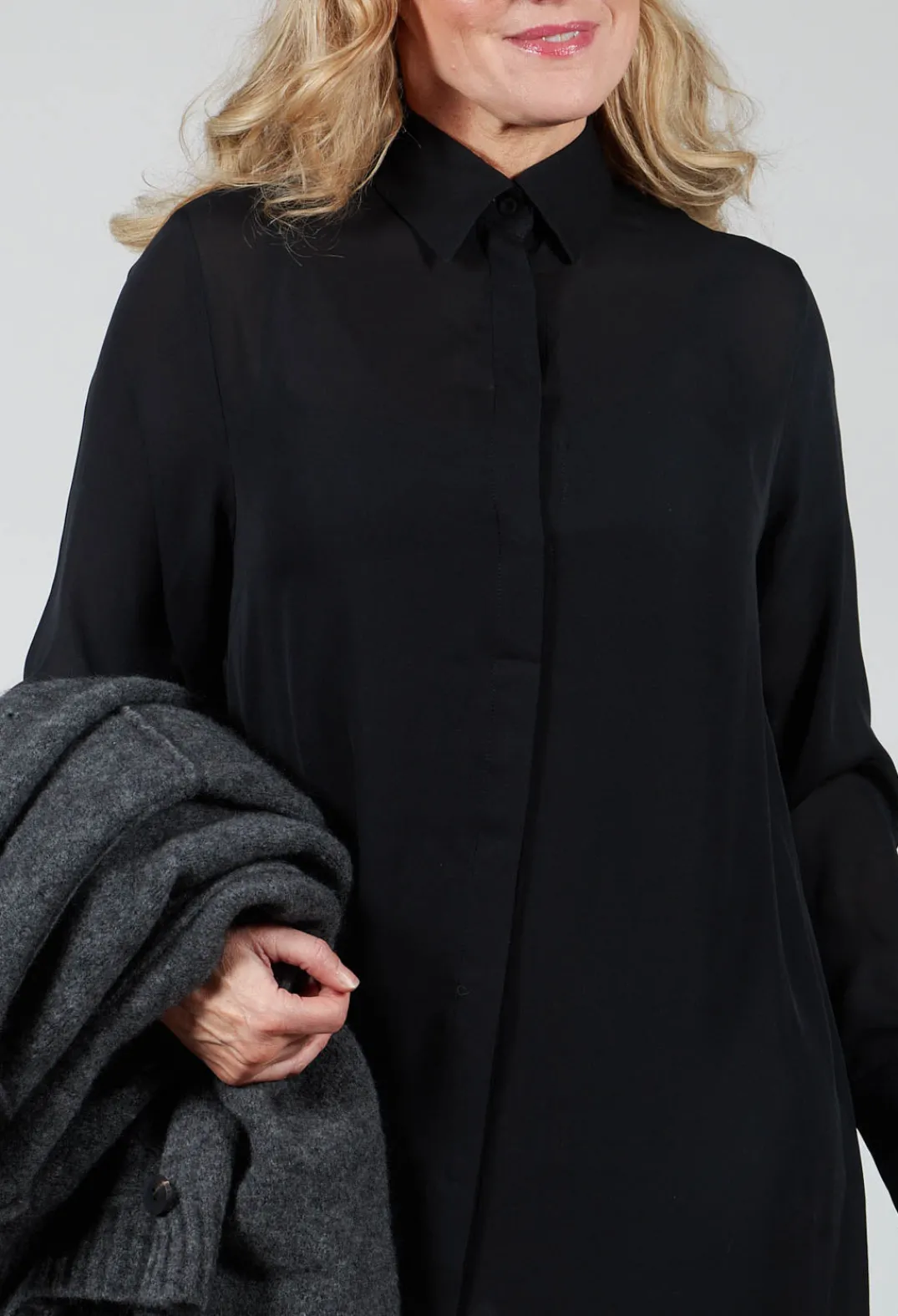 Isabel Benenato Shirts & Blouses^Silk Shirt Dress in Black