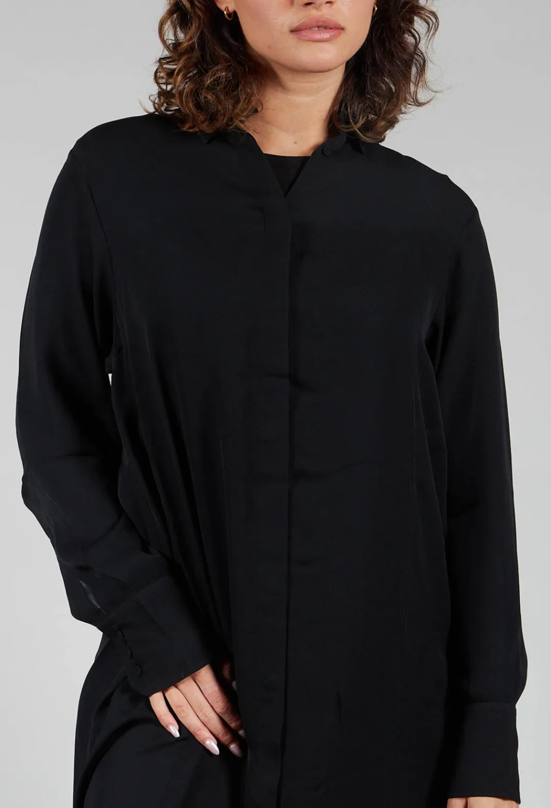 Isabel Benenato Shirts & Blouses^Silk Shirt Dress in Black