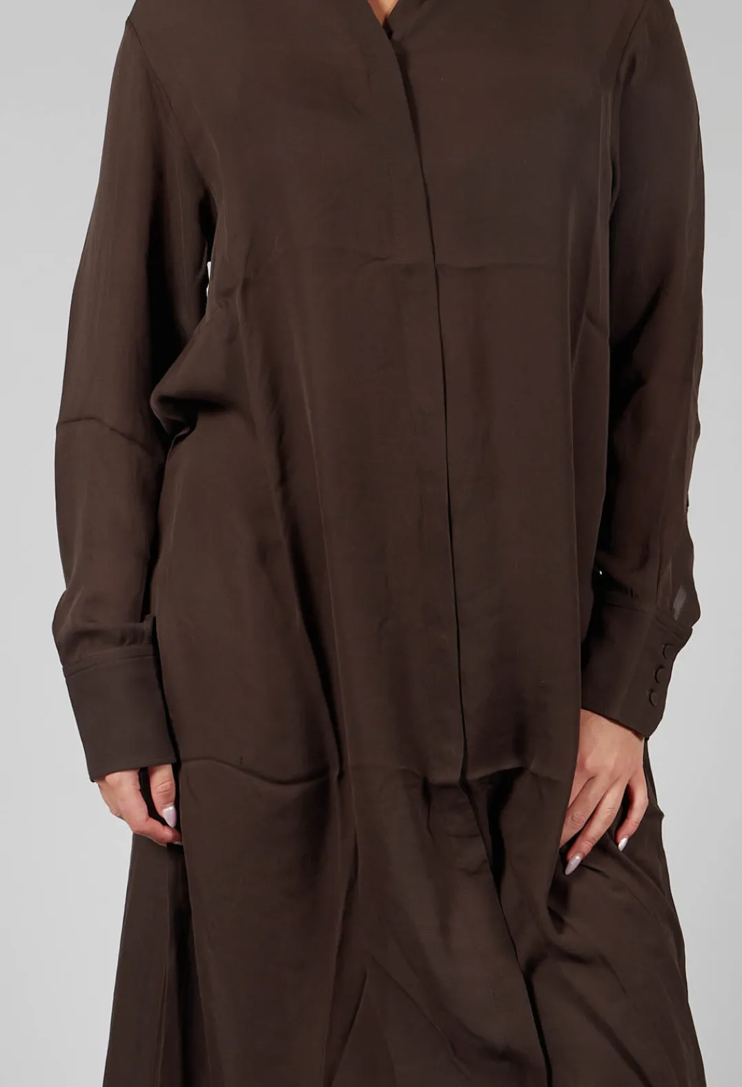 Isabel Benenato Shirts & Blouses^Silk Shirt Dress in Darkwood
