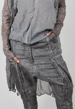 Rundholz Dip Trousers^Silk Straight Leg Drop Crotch Trousers in Pencil Cloud