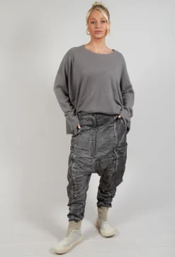 Rundholz Dip Trousers^Silk Straight Leg Drop Crotch Trousers in Pencil Cloud
