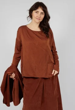 Album Di Famiglia Tops^Silk T-Shirt in Rust