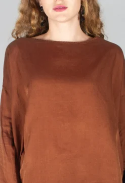 Album Di Famiglia Tops^Silk T-Shirt in Rust