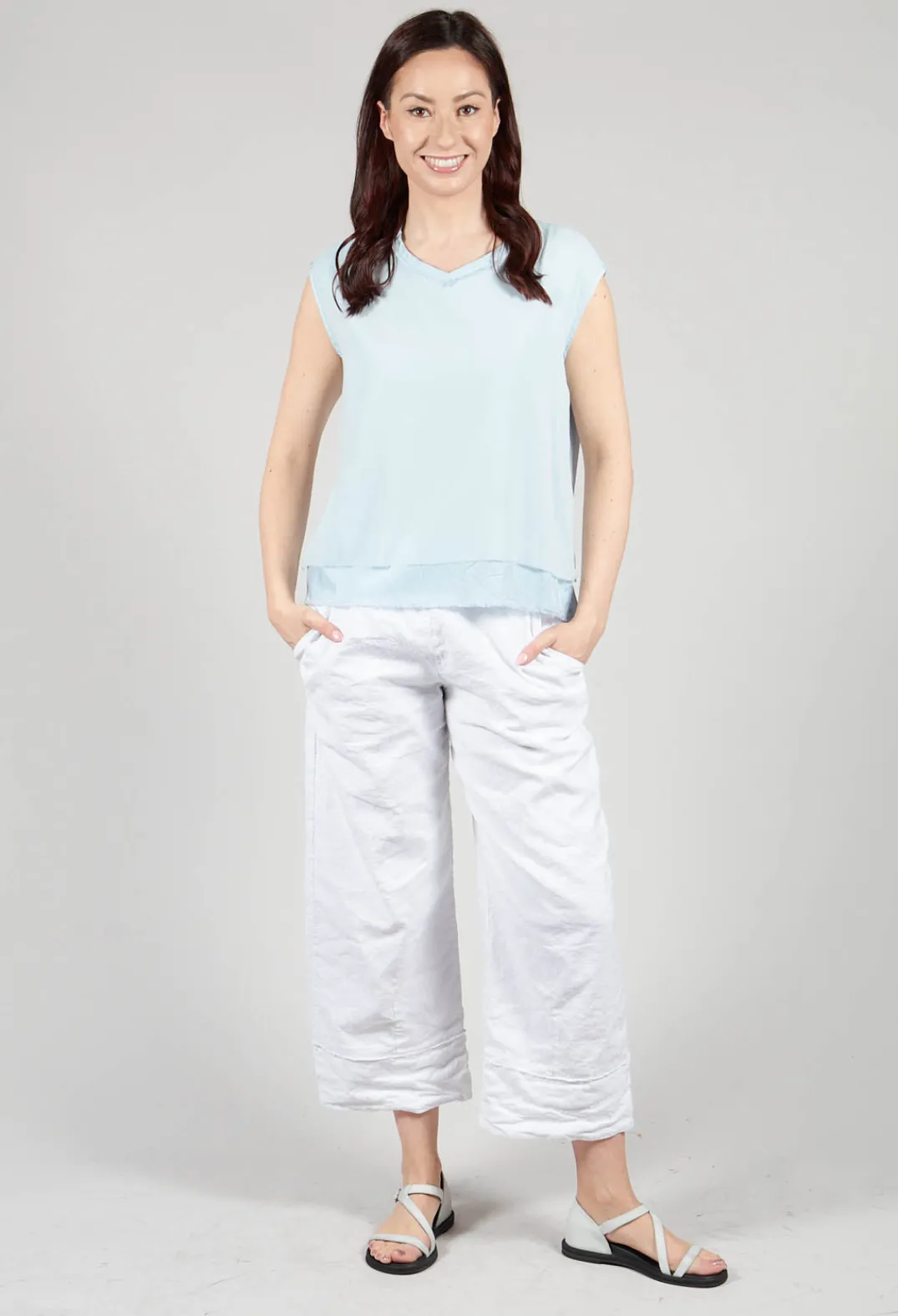 Aequamente Tops^Silk Vest Top in Cielo