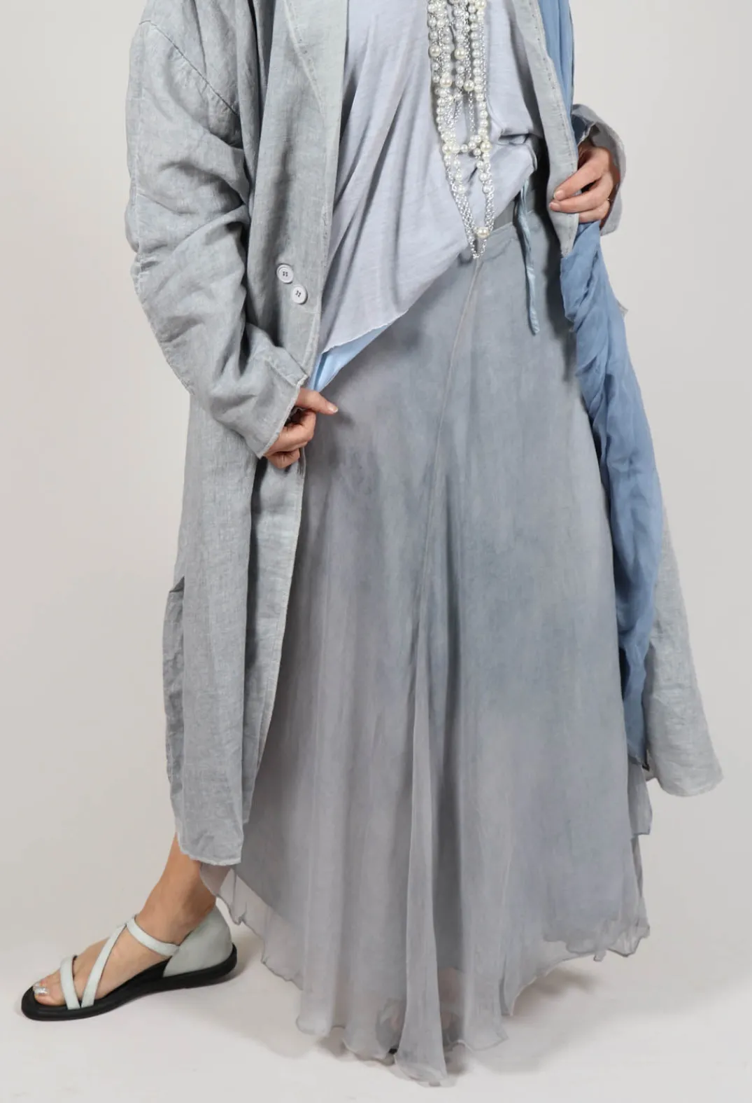 Umit Unal Skirts^Silk Wrap Skirt in Silver Grey
