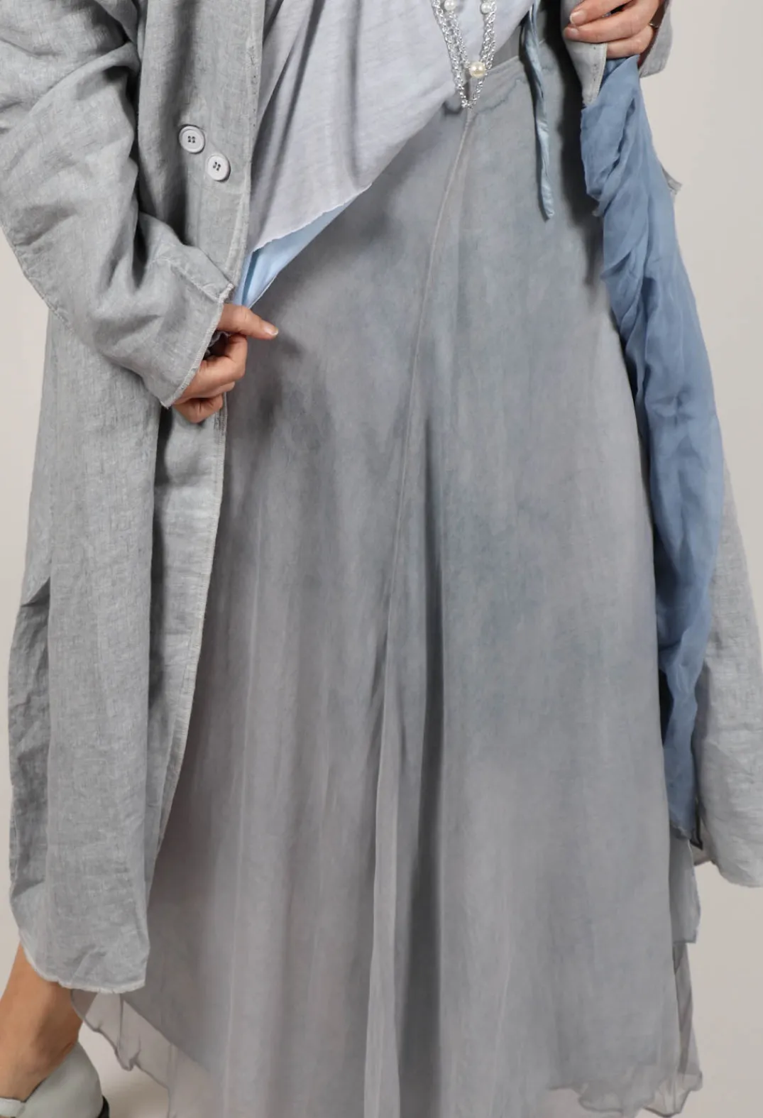 Umit Unal Skirts^Silk Wrap Skirt in Silver Grey