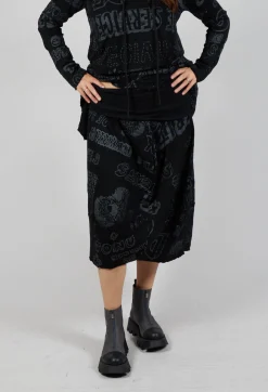 Rundholz Black Label Skirts^Skirt with Contrasting Waistband in Black Shiny Print