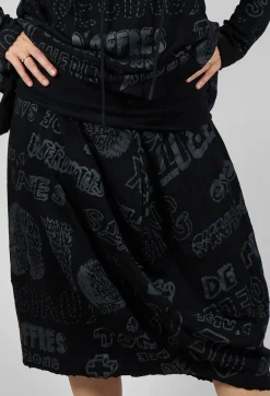 Rundholz Black Label Skirts^Skirt with Contrasting Waistband in Black Shiny Print