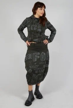 Rundholz Black Label Skirts^Skirt with Contrasting Waistband in Jungle Shiny Print