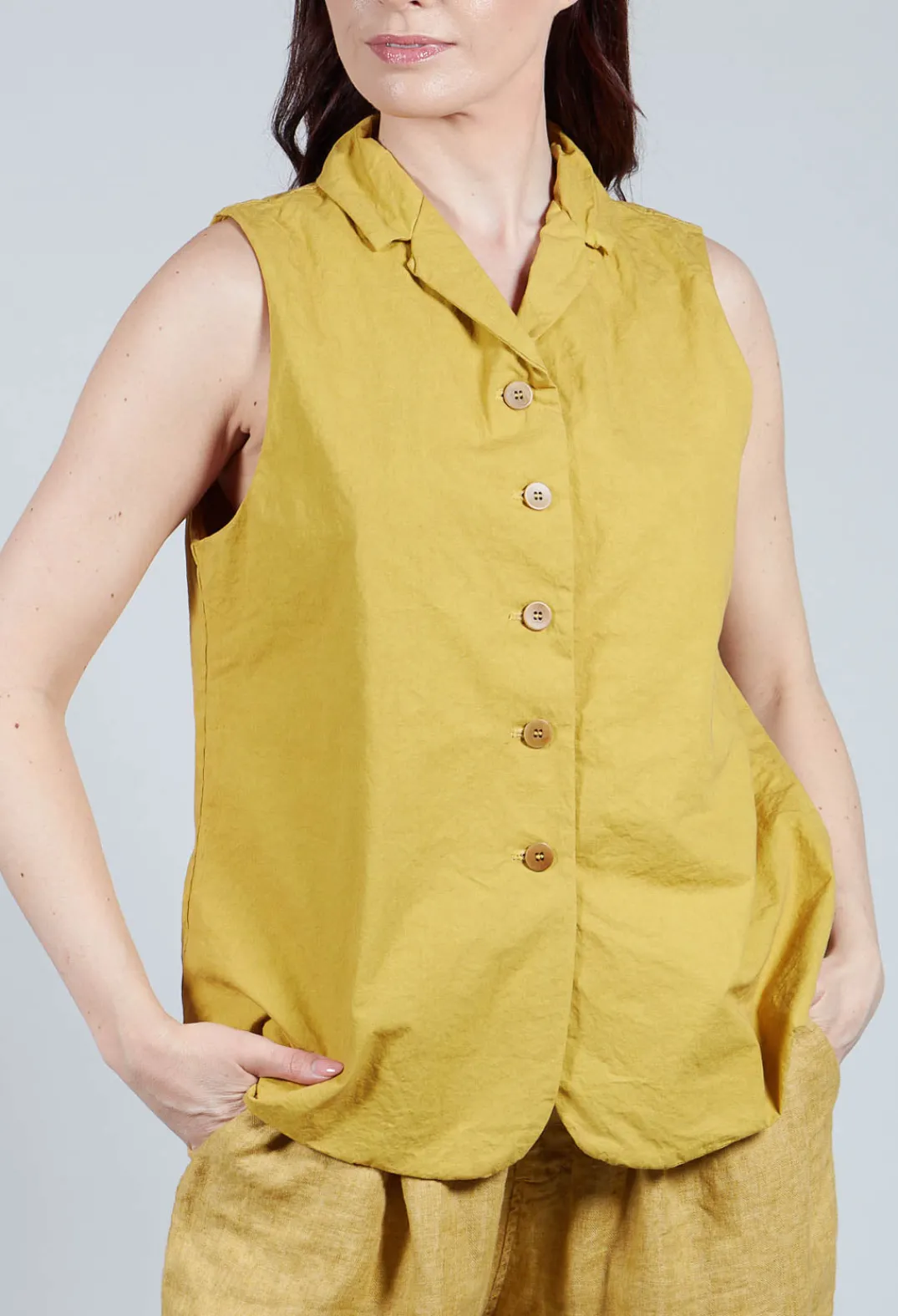 Album Di Famiglia Jackets^Sleeveless Blazer CC in Sun Yellow