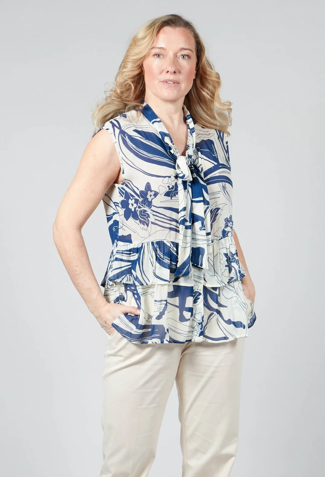 Beatrice B Shirts & Blouses^Sleeveless Blouse in Light Blue
