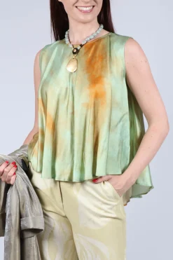 Sfizio Tops^Sleeveless Blouse in Tie Dye Print