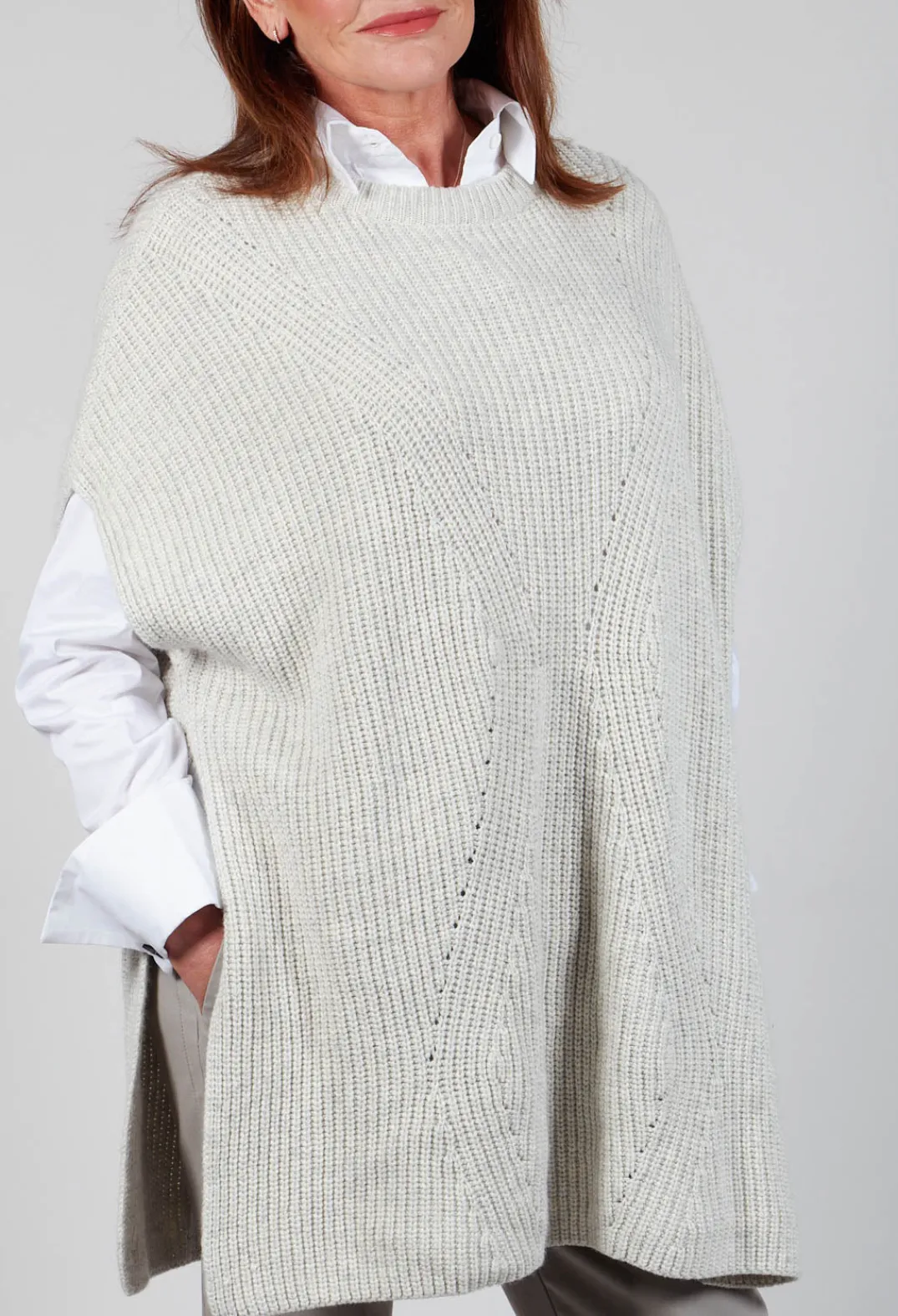 Malloni Jumpers^Sleeveless Chunky Jumper in Grafite Grey