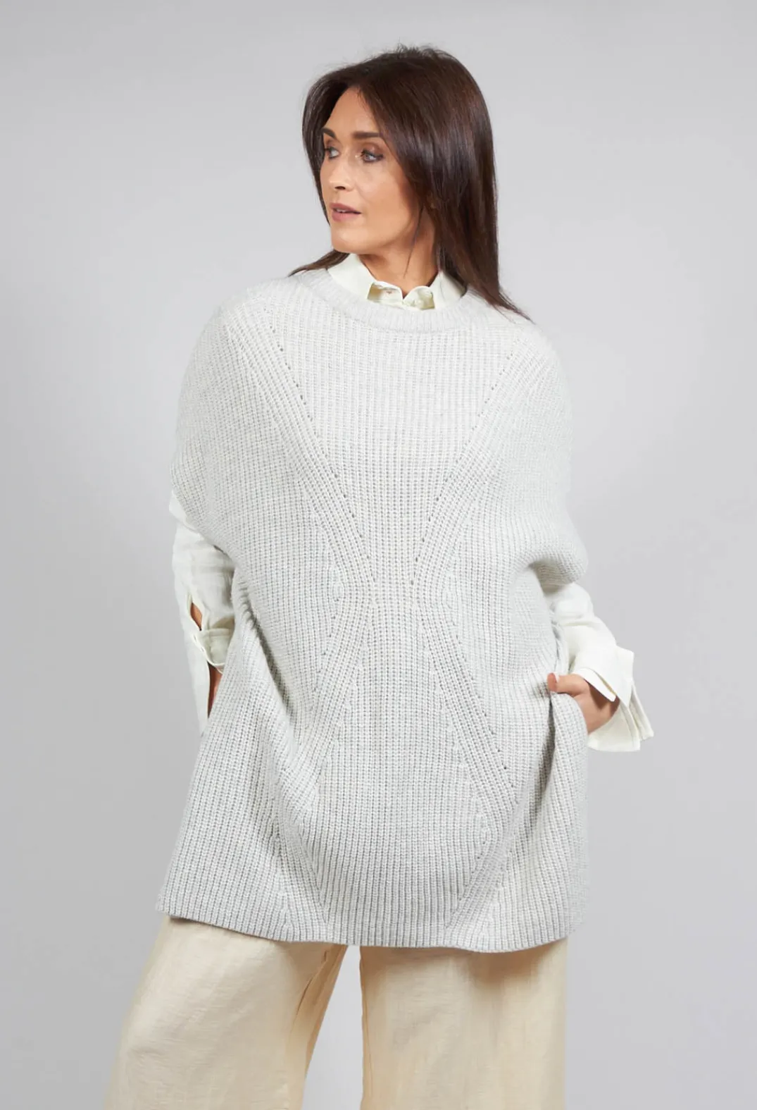 Malloni Jumpers^Sleeveless Chunky Jumper in Grafite Grey
