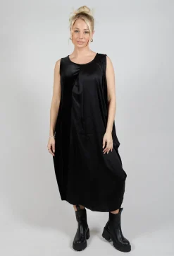 Sanctamuerte Dresses^Sleeveless Dress in Ciniglia e Raso Viscosa Nero