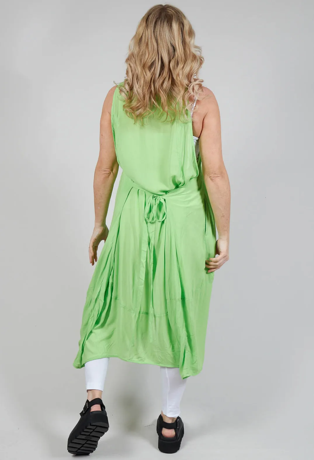 Rundholz Black Label Dresses^Sleeveless Jersey Dress with Asymmetric Hem in Lime