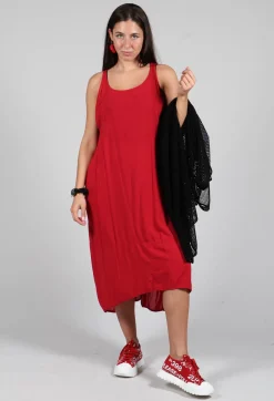 Rundholz Black Label Dresses^Sleeveless Jersey Dress with Asymmetric Hem in Chili