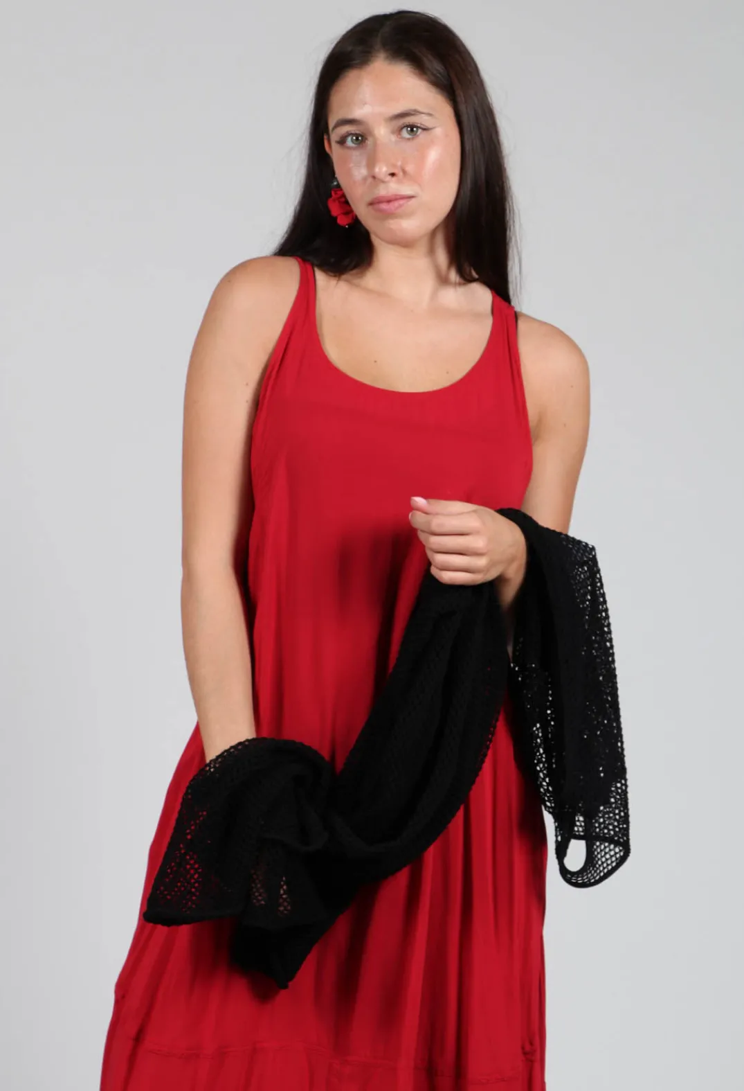 Rundholz Black Label Dresses^Sleeveless Jersey Dress with Asymmetric Hem in Chili