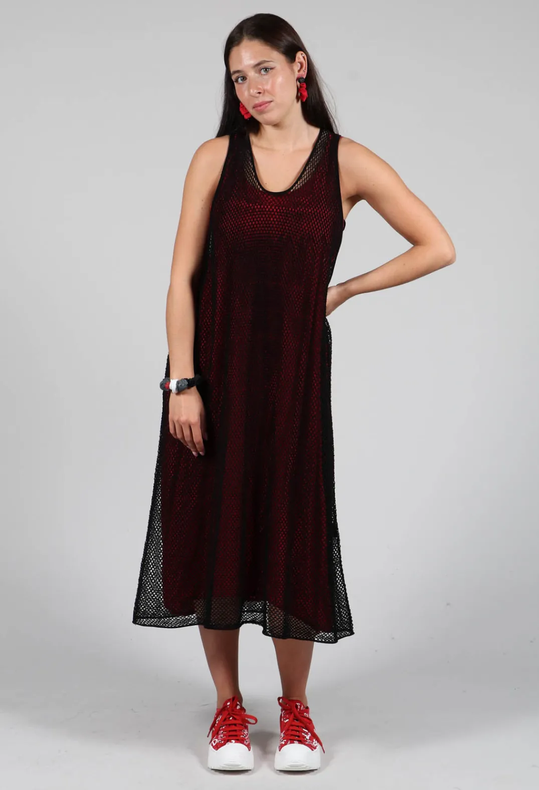 Rundholz Black Label Dresses^Sleeveless Jersey Dress with Asymmetric Hem in Chili