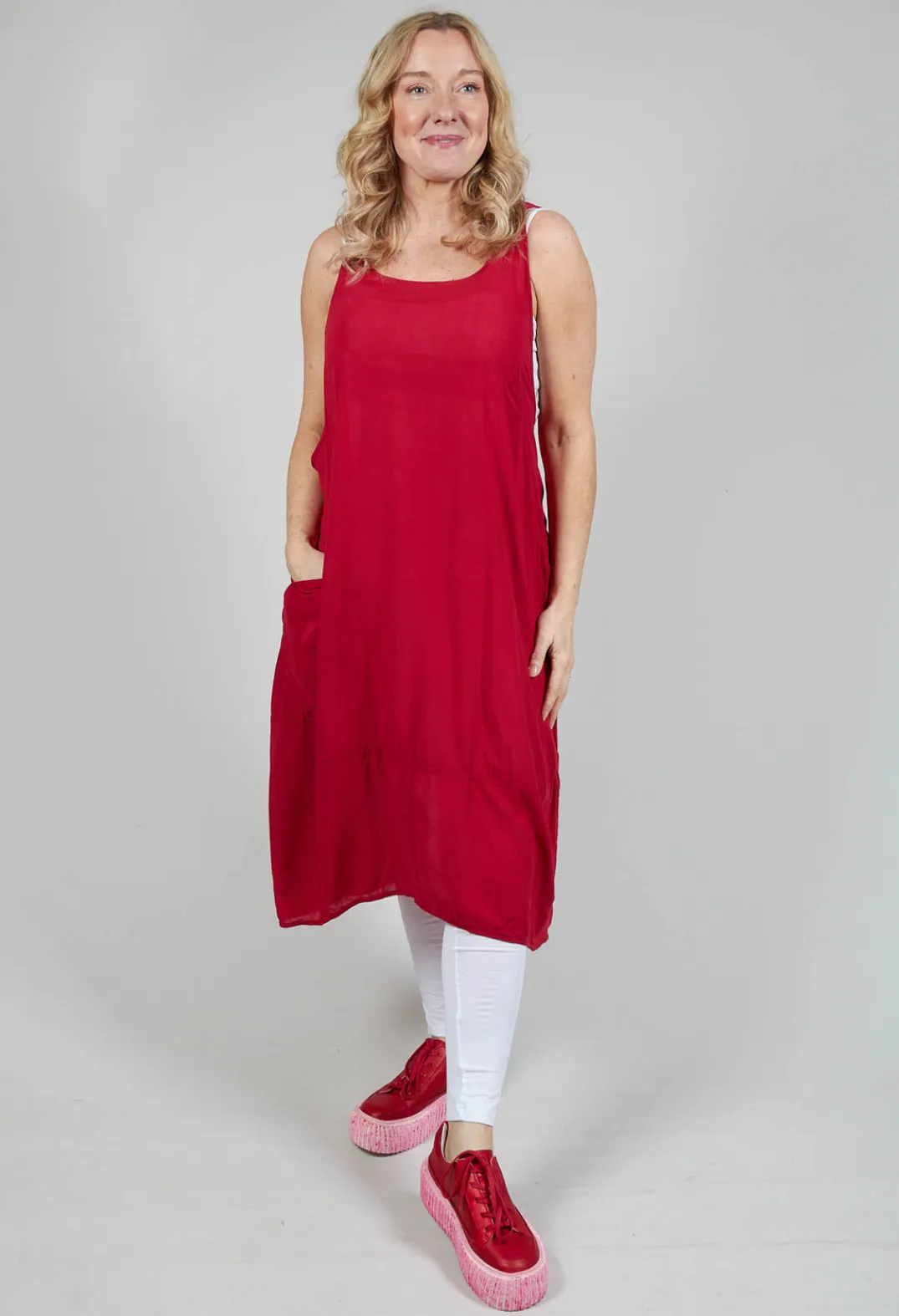 Rundholz Black Label Dresses^Sleeveless Jersey Dress with Asymmetric Hem in Chili