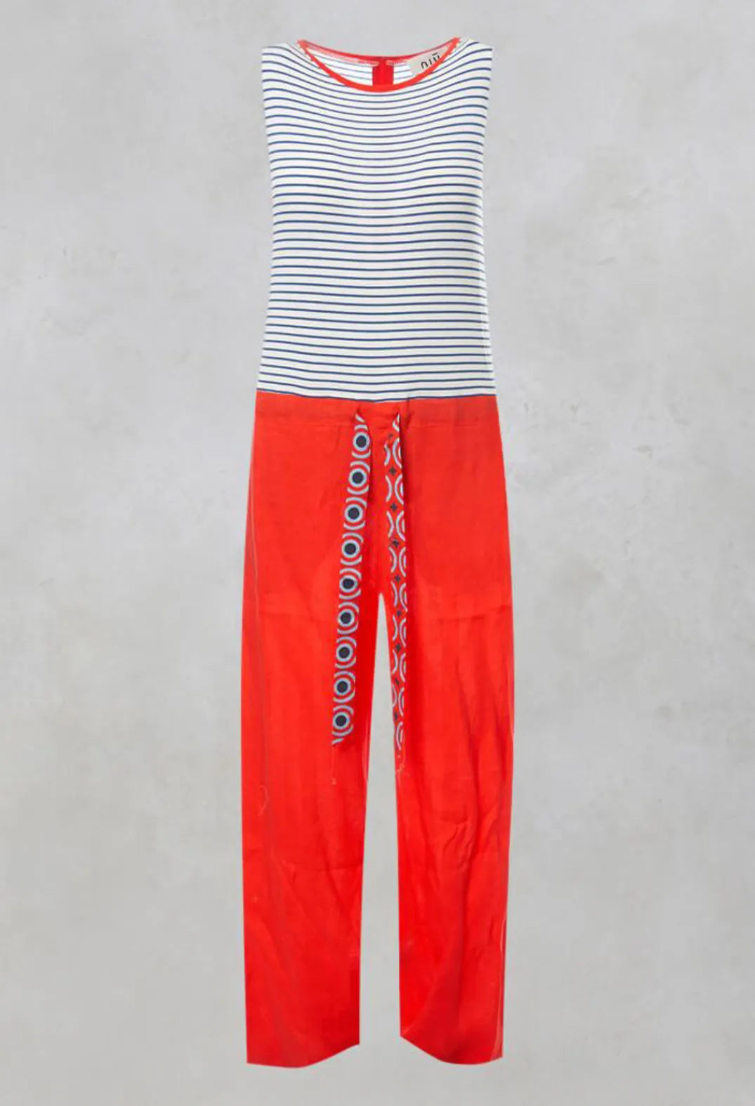 Niù Jumpsuits^Sleeveless Printed Jumpsuit with Tie Waist in Bluette