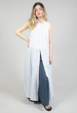 Amici Dresses^Sleeveless Shirt Dress in Bianco