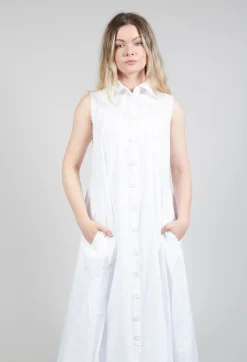 Amici Dresses^Sleeveless Shirt Dress in Bianco