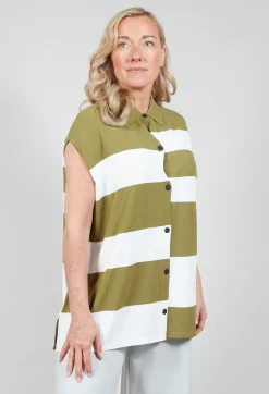 Sarah Pacini Shirts & Blouses^Sleeveless Stripe Polo Top in Green