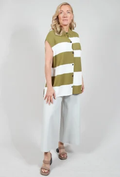Sarah Pacini Shirts & Blouses^Sleeveless Stripe Polo Top in Green