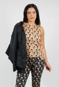 IXOS Co-ords & Suits^Sleeveless Structured Top with Print in Biscotto