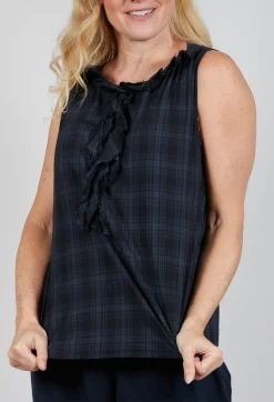 Apuntob Tops^Sleeveless Top in Tartan Asphalt