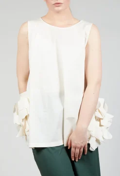 Mei Meij Tops^Sleeveless Top with Side Frill Feature in Cream