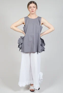 Mei Meij Tops^Sleeveless Top with Side Frill Feature in Grey Purple