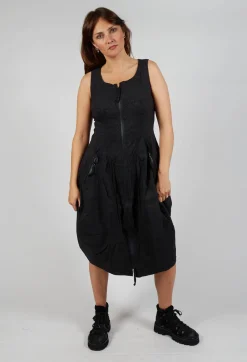Rundholz Black Label Dresses^Sleeveless Zip Through Dress in Black Shiny Print